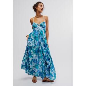 Free People Dream Weaver Maxi Dress in Teal Combo Size Medium